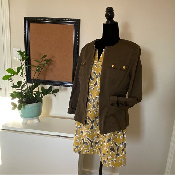Shift Dress in Mustard and Army Green - Picture 7 of 7
